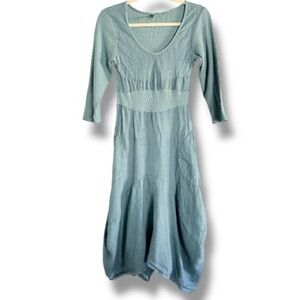 Inizio Magic Pocket Italian Linen Dress 3/4 sleeve Size Small
